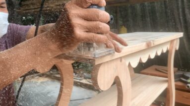 Skillful Woodworking With Curves Creates A Beautiful Piece // Beautiful Modern Living Room Console