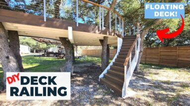 Installing Railing On My Floating Tree Deck! Easy DIY Viewrail Rod Railing System