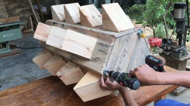 Best Scrap Wood Recycling Plan // Amazing Beautiful Flower Planting Tower   DIY!