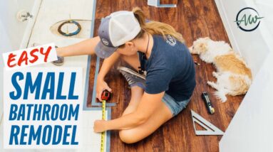 How To Remodel A Bathroom | DIY Demo & Installing New Flooring | Part 1