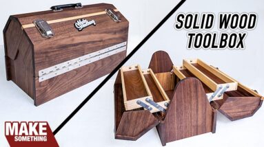 Making a complex toolbox out of walnut. Woodworking project.