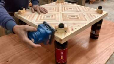 Creative Recycling Ideas From Scrap Wood And Bottles // DIY Table With Beautiful Patterns