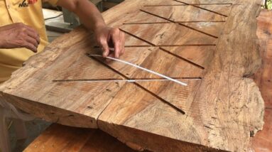 Amazing Handmade Wood Recycling Project // A Unique Way To Make Outdoor Hardwood Tables - DIY!