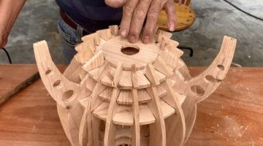 Creative Design Ideas From Cheap Wood // Creative Night Light Personality Carved Space Rocket Light
