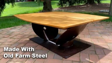Coffee Table Made with Old Farm Steel - Farm Tools