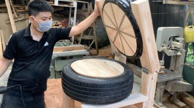 Unique Woodworking Ideas // How To Make A Transforming Chair From Old Tires And Recycled Wood
