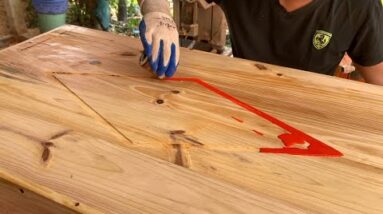 Creative Ideas Of Woodworkers // Coffee Table With Unique Design From Wood And Crayons