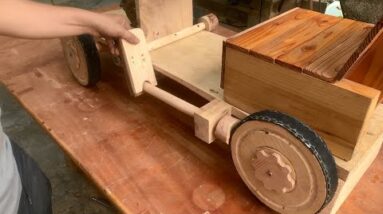 Great Creative Woodworking Idea // DIY Baby Wooden Car With Unique Steering And Brake System
