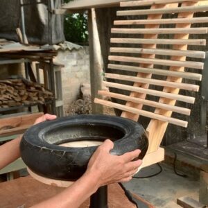 Unique Ideas From Tires And Wood // How To Make A Swivel Chair From Available Recycled Materials