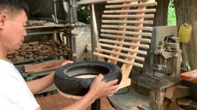 Unique Ideas From Tires And Wood // How To Make A Swivel Chair From Available Recycled Materials