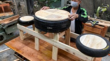 Creative Inspirational Woodworking Recycling Ideas // Incredible Outdoor Cafe Tables And Chairs