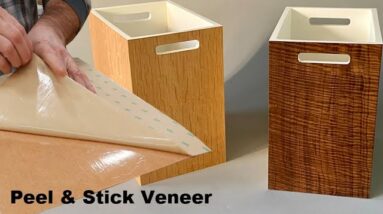 Make a Wooden Waste Basket - Peel and Stick Veneer - How to Woodworking