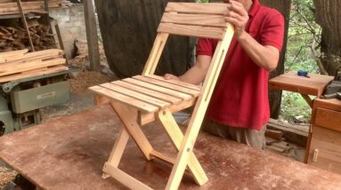 Mr  Phong's Smart Wooworking Idea //  How To Make A Simple And Easy Folding Chair To Save Wood