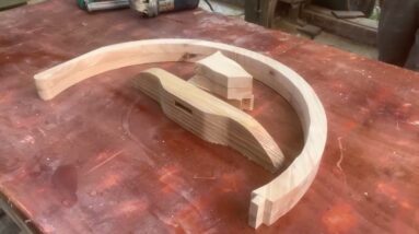 Skilled Woodworking Skills Of A Craftsman  C Shaped Wooden Table, Coffee table, Laptop