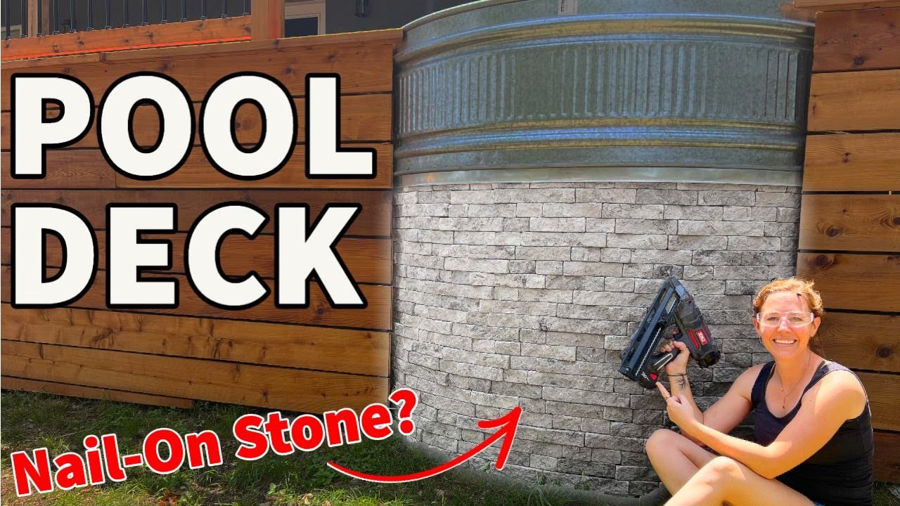 Above Ground Pool With Easy Stone Veneer