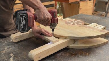 Great Creative Thinking Of A Carpenter // How To Build A Folding Round Table From Pallet Wood