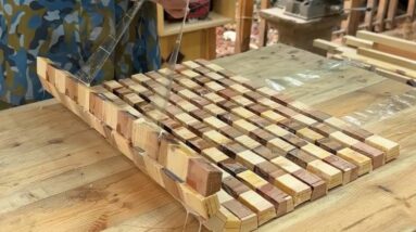 Meticulously Detailed Wooden Design // Unique 3D Table Assembled From Many Different Pieces Of Wood
