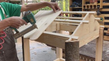 Woodworking Ideas Promote Environmental Protection // Public Trash Can Made From Wooden Pallets