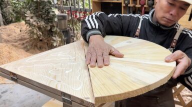 Transform A Table From Square To Round In Seconds // DIY Unique Wooden Tables From Pallet Wood