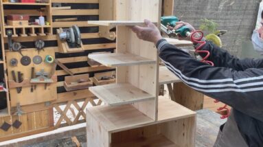 Turn Recycled Wood Into A Shoe Rack With Drawers // Creative DIY Ideas From Pallet Wood
