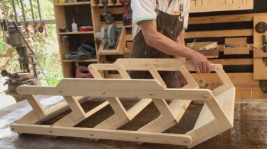 Great Wood Ideas Worth Learning // How To Make A Self-lifting Table And Handy Shelves