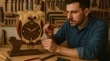 Great Ideas For Using Scrap Wood // How To Make A Super Beautiful Wooden Owl Desk Clock