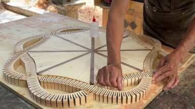 Handmade Wooden Table With Gorgeous Borders // Creative Ideas For Woodworking Workshops