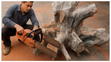 Old Tree Stump, New Idea // DIY Unique Outdoor Tea Table