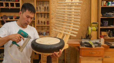 Creative And Effective Recycling Ideas From Tires And Wood // Unique Swivel Chair Restoration