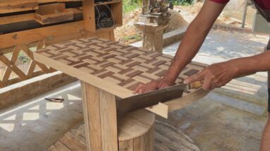 Simple Design Ideas That Make A Splash // DIY Outdoor Furniture Set from Wooden Cable Coils