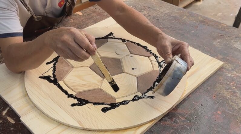 Soccer Ball Inspired Woodworking Ideas // How To Make A Unique Wall Clock