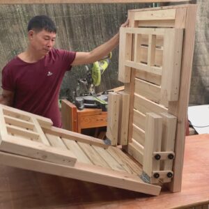 Woodworking Ideas From Recycled Wooden Pallets // Sturdy Folding Bed Made From Wooden Pallets