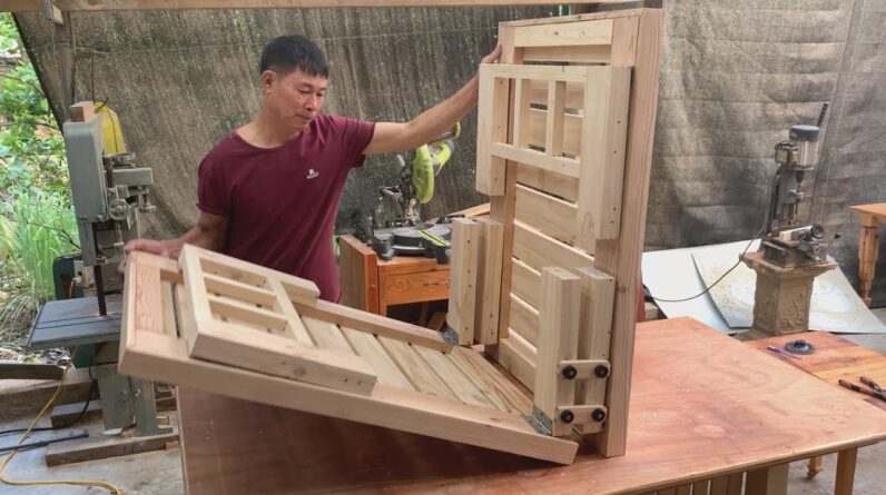 Woodworking Ideas From Recycled Wooden Pallets // Sturdy Folding Bed Made From Wooden Pallets