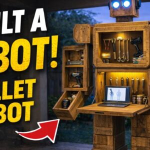I Built A Giant Robot Tool Cabinet From Pallet Wood 🤖 DIY Woodworking Project
