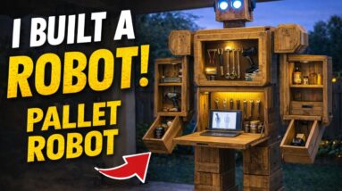 I Built A Giant Robot Tool Cabinet From Pallet Wood 🤖 DIY Woodworking Project