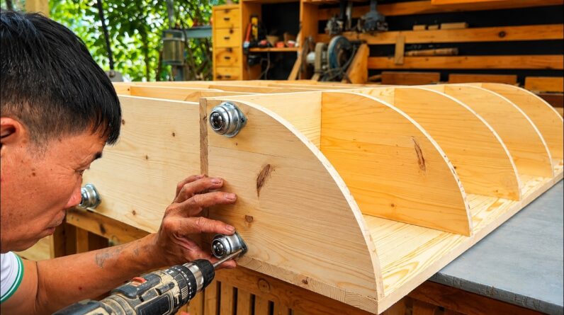 Ideas For Efficiently Recycling Wood From Pallets // Unique Reverse-folding Decorative Shelf Design