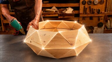 DIY Wood Design Ideas // How To Make A Coffee Table With Facets Like Crystals