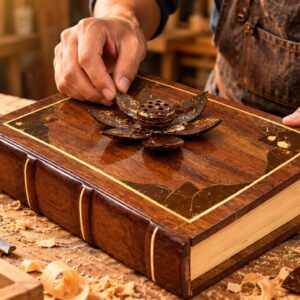A Brilliant Recycling Idea! Handmade Wooden Book Box With Coconut Shell Art