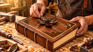A Brilliant Recycling Idea! Handmade Wooden Book Box With Coconut Shell Art
